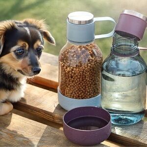 Asobu Water Tritan Bottle with Dog Bowl Attached 50 Ounces Blue
